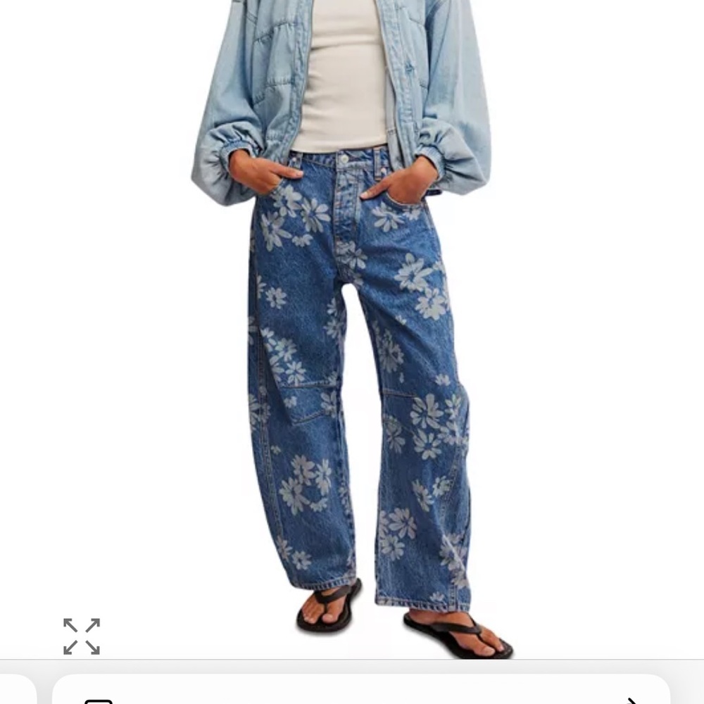 We The Free Laser Daisy Barrel Jeans